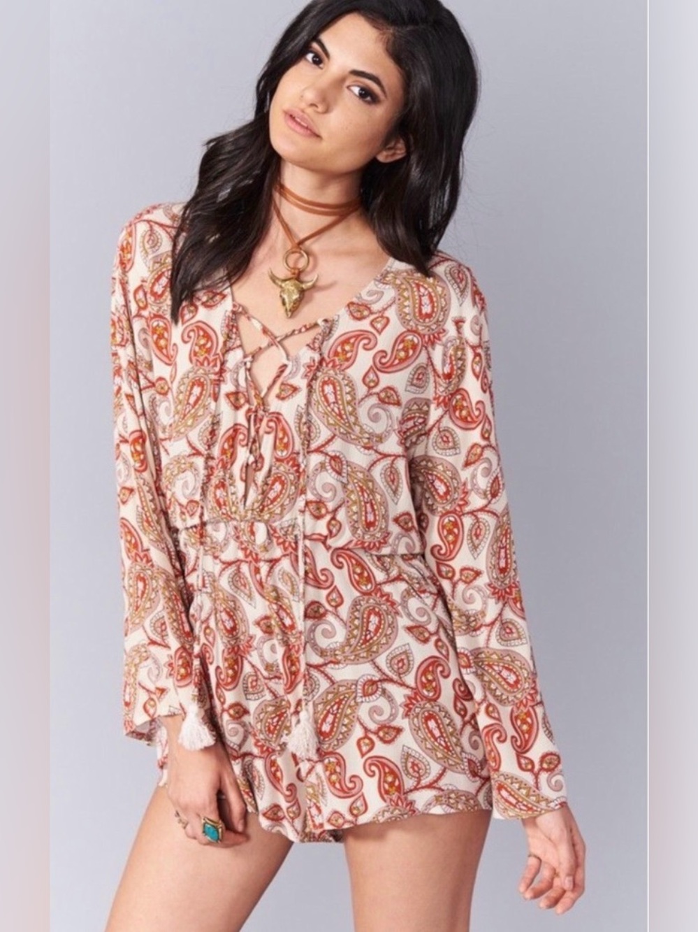 Show Me Your Mumu Tillie Paisley Boho Festival Romper Small